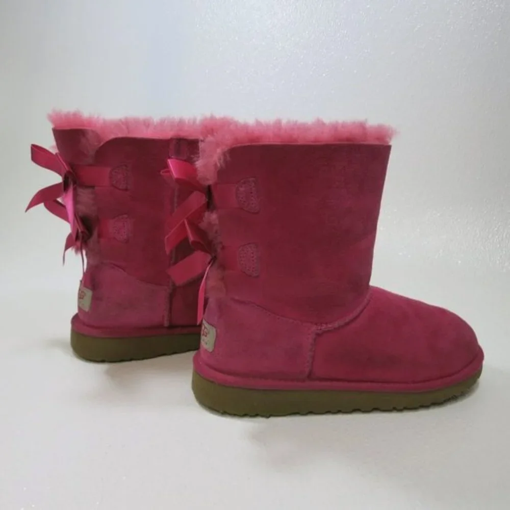 UGG Bailey Bow Classic Short Winter Boots Shoes Australia Footwear Kids Sz 4
